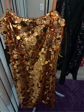 bebe Gold Sequin Mini Dress